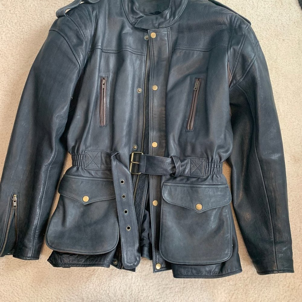 Vintage European Leather Motorcycle Jacket by Frank Thomas